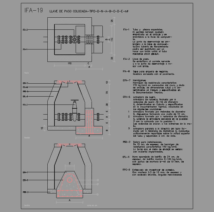 Bloque Autocad Llave de paso colocada